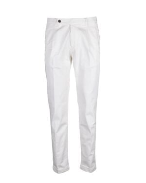 Berwich Cotton Stretch Pants With Modern Slim Fit And Minimalist Design - White