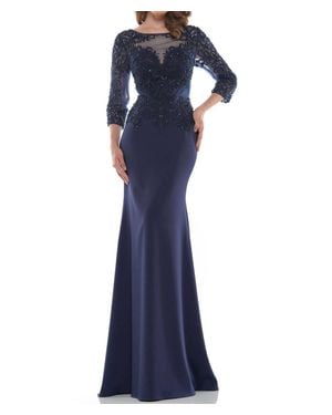 Marsoni by Colors Fit & Flare 3/4 Sleeve Gown - Blue