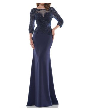 Marsoni by Colors Fit & Flare 3/4 Sleeve Gown - Blue