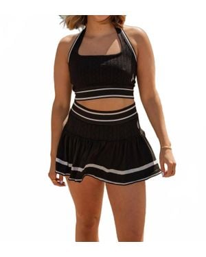 Free People Advantage Halter Neck Crop Top And Mini Skirt Set - Black
