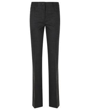 Semicouture Anthracite Tabby Straight-Leg Wool Flannel Pants - Black
