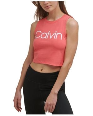 Calvin Klein Performance Cropped Logo Top - Red