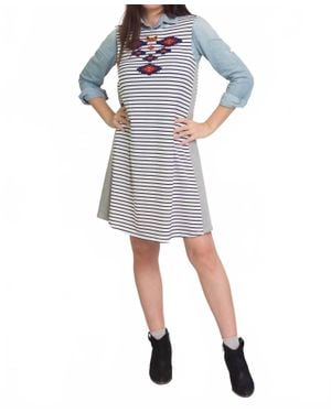Thml Tara Embroidered Stripe Dress - Blue