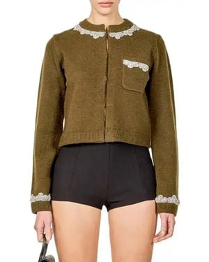 2.7 August Apparel Jewel Embellished Cardigan - Green