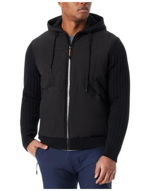 BASS OUTDOOR Mixed Media Jacket Beau Full Zip Hooded Fts181 - Blue