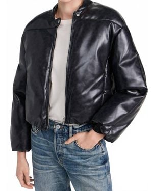 Apparis Pre-Loved Gigi Vegan Leather Bomber Jacket - Black