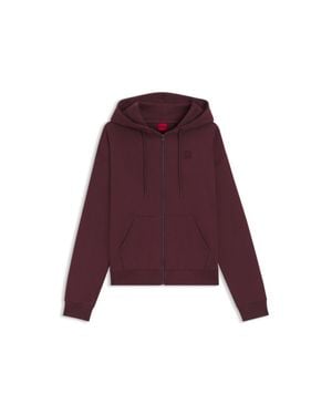 HUGO Cotton-Terry Zip-Up Hoodie With Stacked-Logo Embroidery - Purple