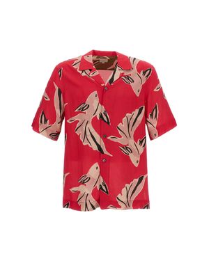 Paul Smith Flowing Oversized Short-Sleeve Shirt With Abstract Bird Print - Red