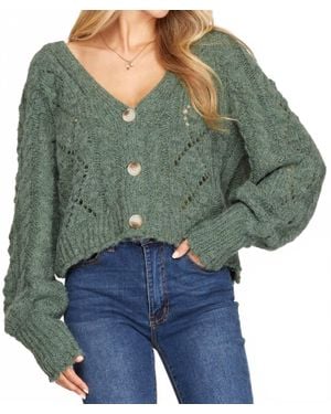 Sandro Button Down Cable Cardigan - Green