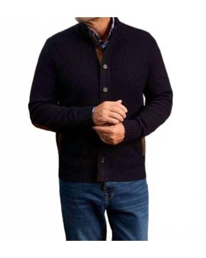 Alan Paine Duchally Waffle Knit Jacket - Blue