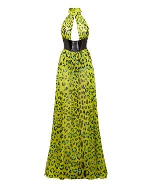 Philipp Plein Long Dress Leopard - Green