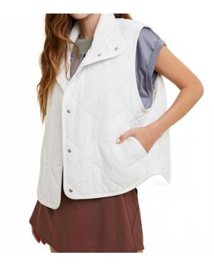 Wishlist Quilted Button-Up Vest - White