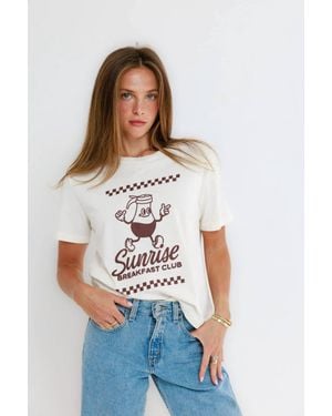 Sunny Somewhere Sunrise Breakfast Club Everyday Tee - White