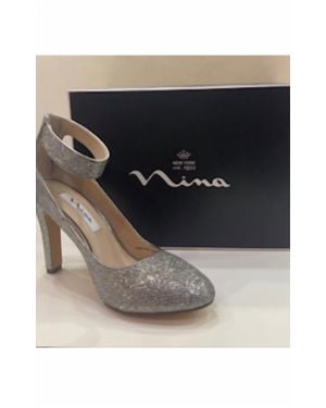 Nina Steel Ankle Strap Sparkly Heels - Black