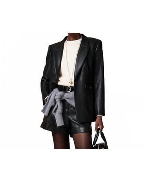 J.Crew Vivienne Fuax Leather Single Button Blazer Jacket - Black