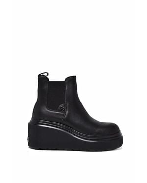 Janet & Janet Leather Wedge Ankle Boots - Black