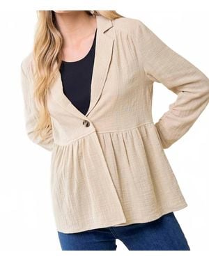 Doe And Rae Shirred Gauze Blazer - Natural