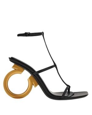 Ferragamo Elina Nappa Leather Sandals - Black