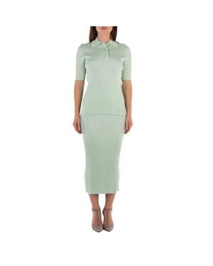 Jil Sander Ladies Apple Ribbed-Knit Midi Skirt - Green