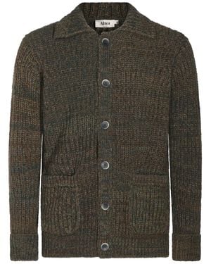 Altea Chunky Ribbed Knit Button-Up Jacket - Green