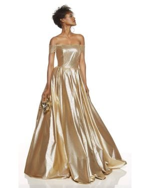 Alyce Paris Metallic Off The Shoulder Gown - Natural
