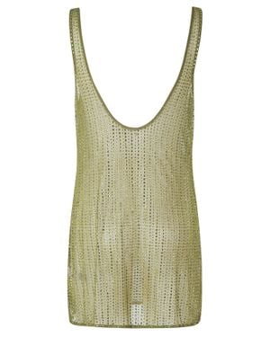VENUJA Crystal All-Over Embellished V-Neck Mini Dress - Green