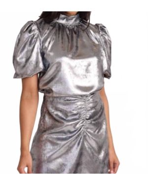 S'Edge Metallic Carmen Top - Gray