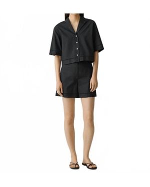 Theory City Poplin Eyelet Shorts - Black