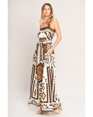 TRUEDAMES Earthy Elegance Boho Woven Jumpsuit - Natural