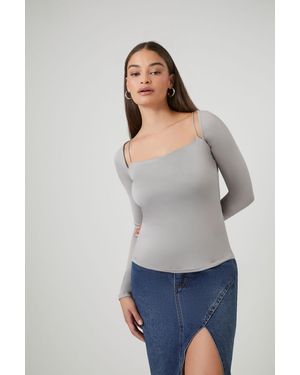 Forever 21 Cami Long-Sleeve Top - Gray