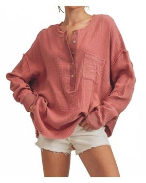 AEMI + CO Marjorie Pullover With Buttons - Red
