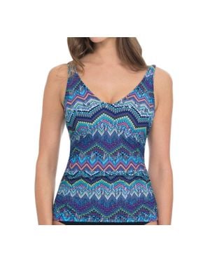 Gottex D-Cup Underwire V-Neck Tankini Top - Blue