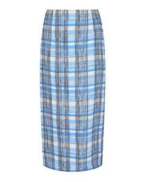Ferragamo Plaid Print Maxi Skirt - Blue