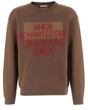 JW Anderson Layered Embroidered Cotton Sweatshirt - Brown