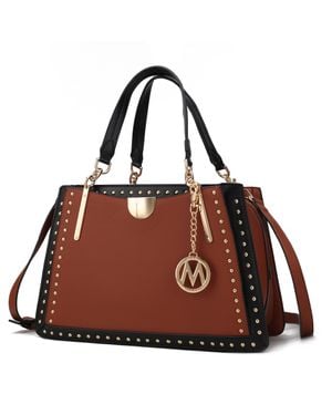 MKF Aubrey Vegan Leather Compartment Satchel Handbag - Pink