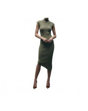 Avec Les Filles Asymmetric Sweater Midi Dress - Black
