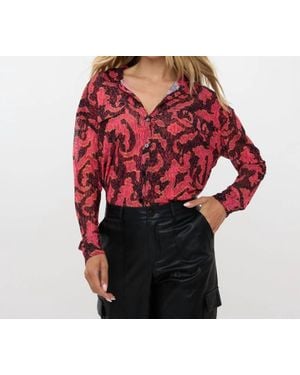 EsQualo Long Sleeve Mesh Blouse - Red