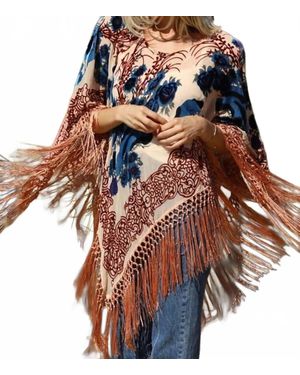 Angie Ivory & Velvet Tassel Shawl - Multicolor
