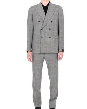 Tagliatore Montecarlo Seersucker Wool Double-Breasted Suit - Gray
