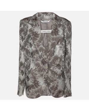 Marina Rinaldi Jacquard Single Breasted Blazer - Gray