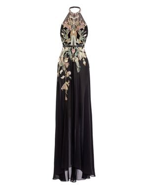 Saiid Kobeisy Embroidered Georgette Dress - Blue