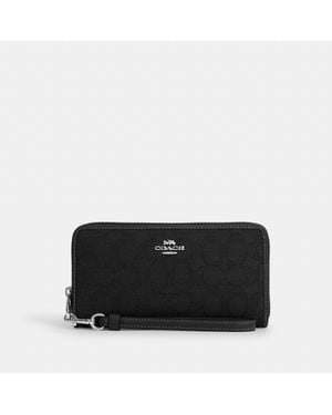 COACH Long Zip Around Wallet - Black