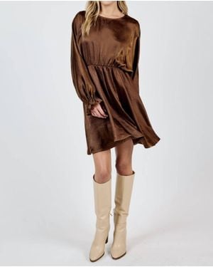 Sadie & Sage Warm Tea Dolman Sleeve Mini Dress - Brown