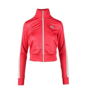 DIESEL Fuchsia Cropped Sweatshirt With High Collar - Red