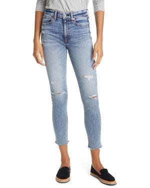 Nina Ripped High Waist Ankle Skinny Jeans - Blue