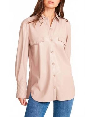 BB Dakota Ready Faux Leather Top - Gray