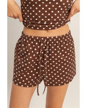 TRUEDAMES Polka Dot Drawstring Shorts - Brown