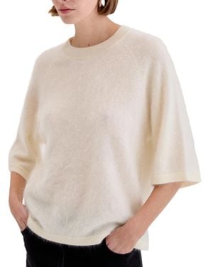 Biancalancia Soft Fuzzy Short-Sleeve Sweater - Natural