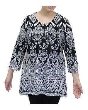 Southern Lady Mari Print Top - Black