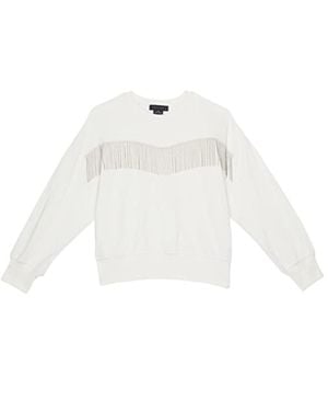 Sanctuary Sweatshirt Girls Fringe Front Long Sleeve Pullover Gbo277 - White